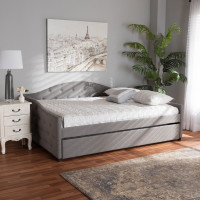 Baxton Studio Becker-Grey-Daybed-FT Baxton Studio Becker Modern and Contemporary Transitional Grey Fabric Upholstered Full Size Daybed with Trundle